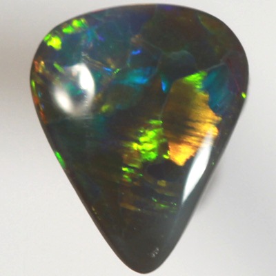 SOLID BLACK OPAL Bright rolling flashes of neon orange and neon green